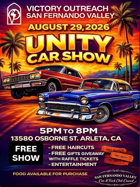 Victory Outreach Unity Car Show flyer August 2026